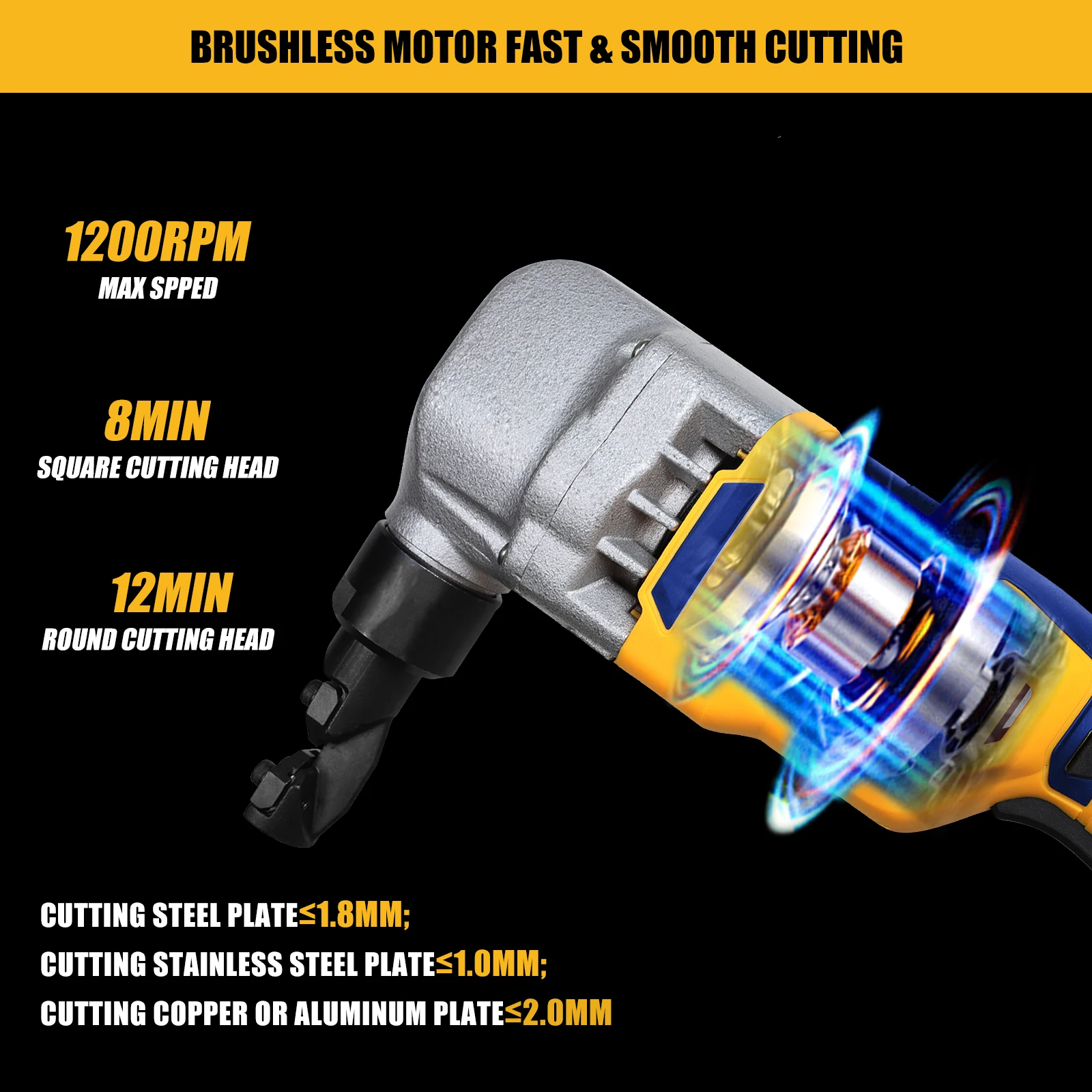 Cordless Electric Nibbler for Dewalt 18V 20V MAX Battery Cutting Tool for Cutting Stainless Steel, Aluminium, Plastic(Tool-Only)