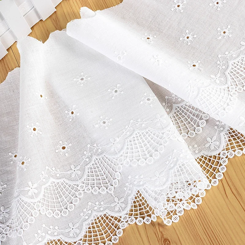 Exquisite Off White Cotton Embroidery Lace, Openwork Cloth, DIY Clothing Accessories, Curtains Width 24cm, 1Yard