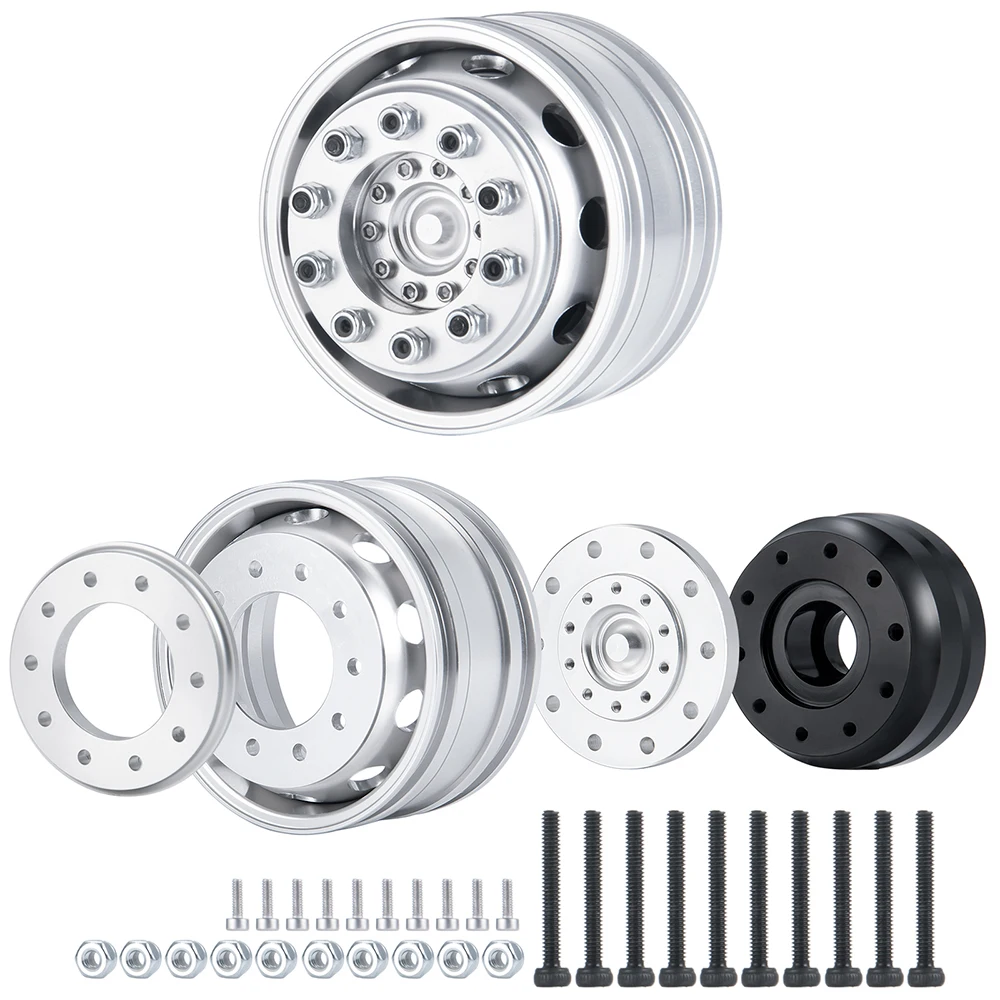 TRINOOD Aluminum Alloy Front Wheel Hub Rims for 1/14 Tamiya Truck RC Climbing Trailer Cargo Car Parts