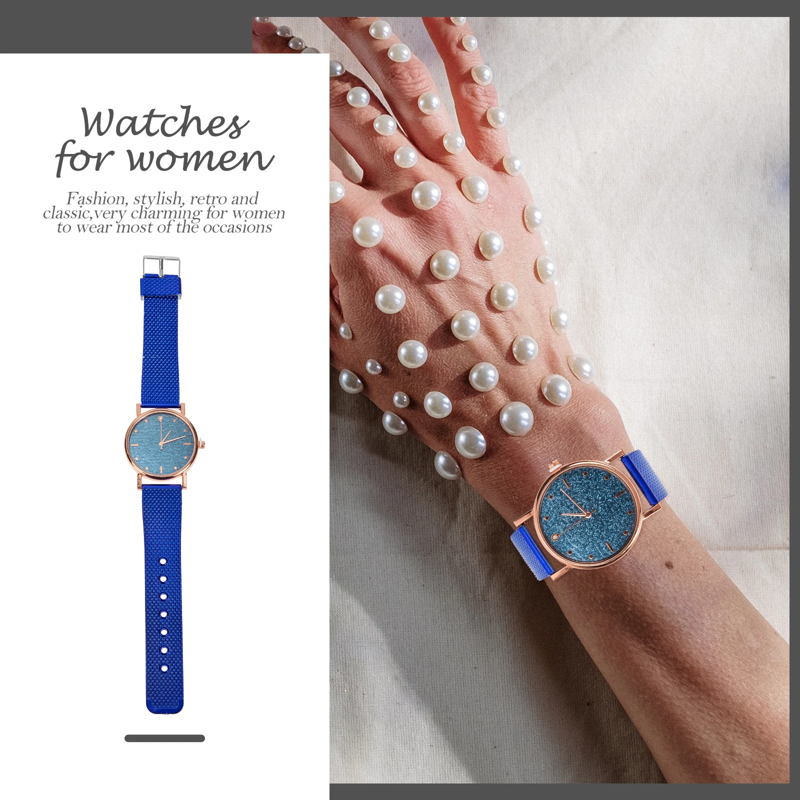 Quartz Watch Wristwatch for Women Watches with Silicone Band Fashionable Women’s