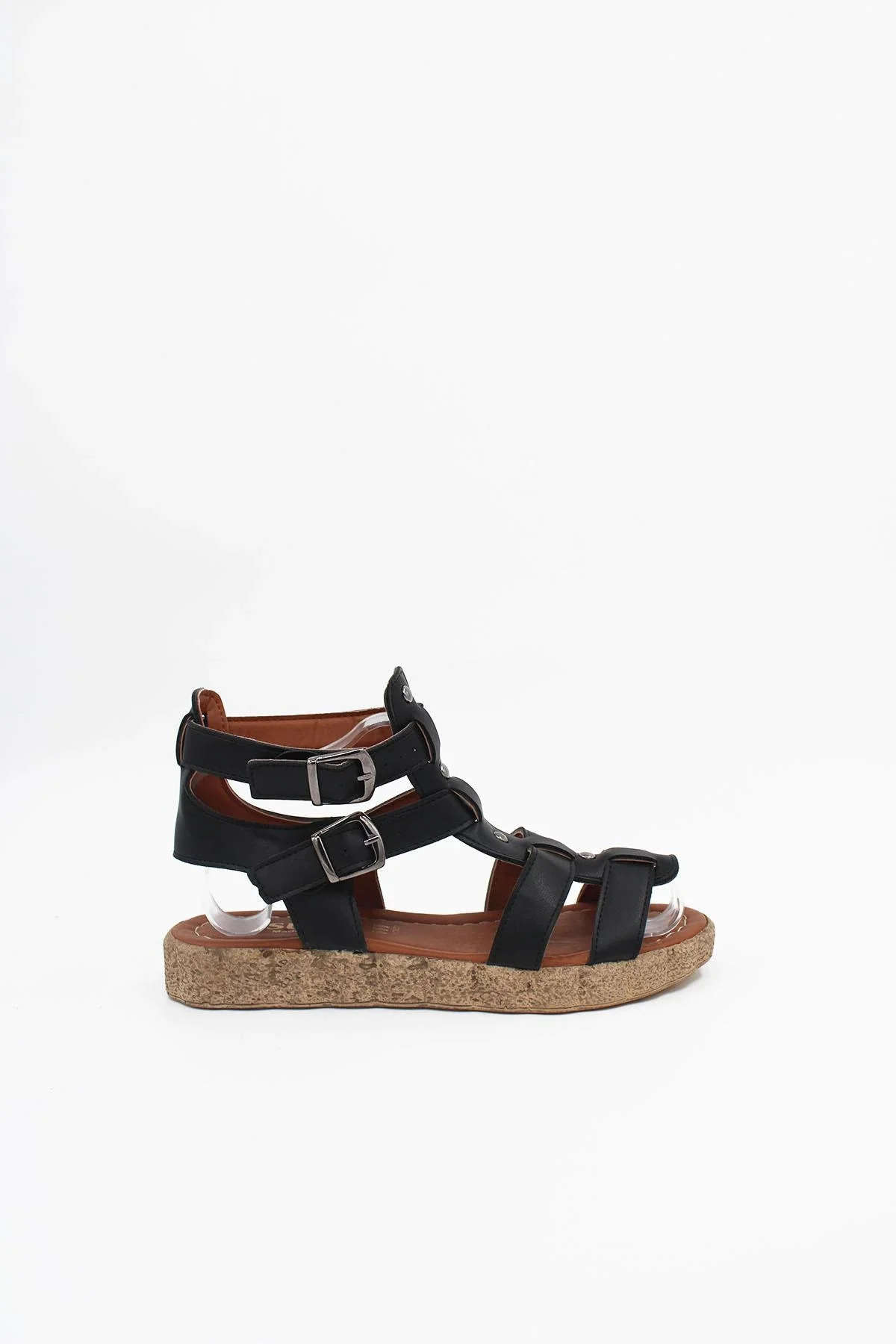 ERZ103-SİYAH WOMEN GLADIATOR SANDALS