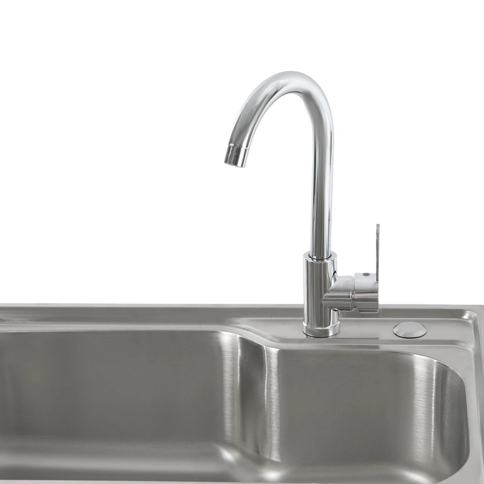 Stainless Steel Kitchen Sink with Foldable Faucet, Raised Edges, Anti-Condensation Layer, Drainer, Water Pipes, Bracket