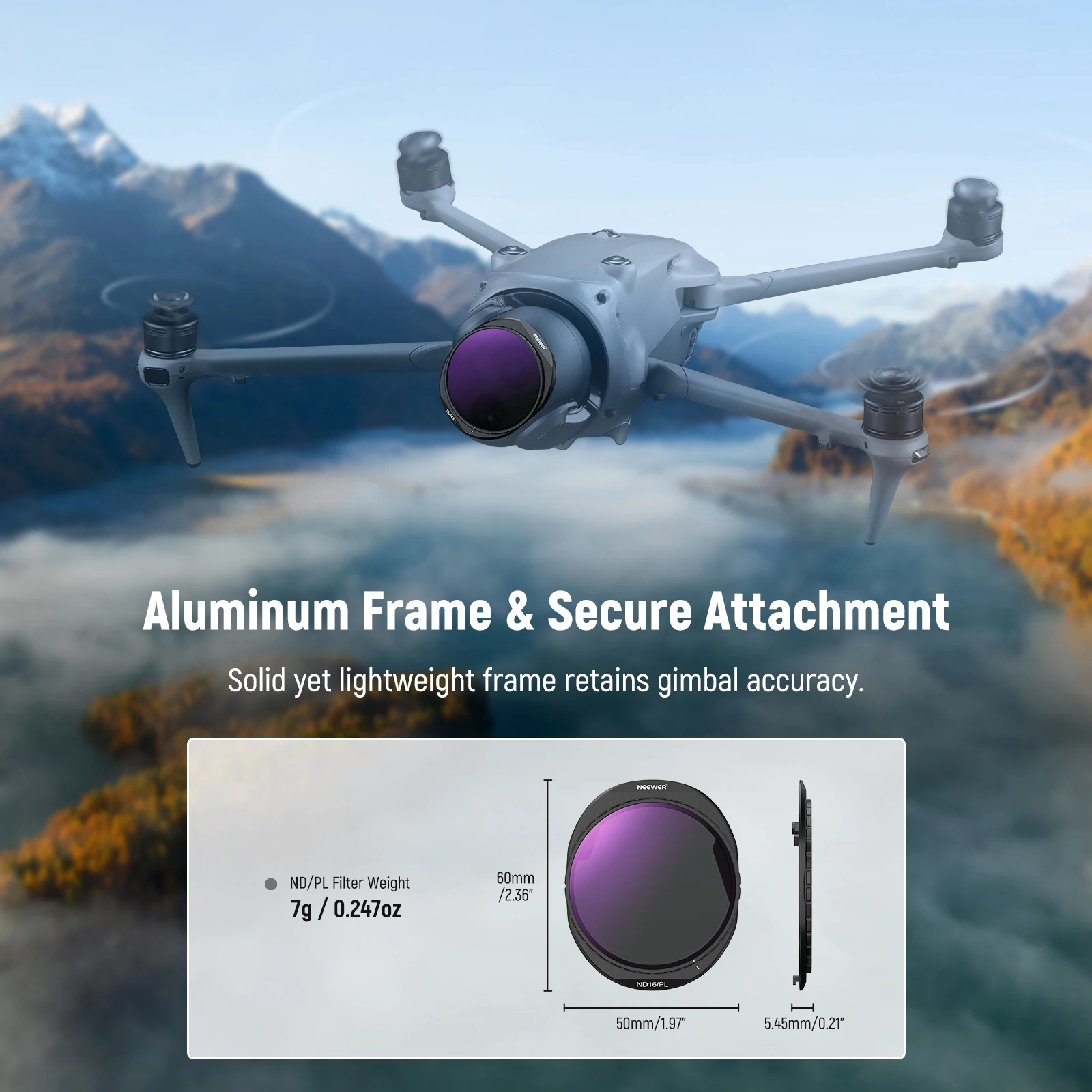 Neewer conjunto de filtro nd para dji mavic 4 pro 4 peças, parafuso em nd8/pl + nd16/pl + nd32/pl + nd64/pl filtro de lente de drone de densidade neutra