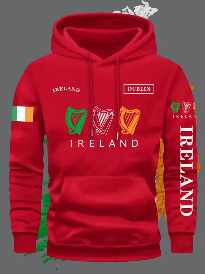 Irland-Flagge Herren Damen Pullover Hoodie Sweatshirt Outdoor Street Casual Sport Fitness Laufen Trendy Herbst Winter Oberteil Kleidung – Detail 5