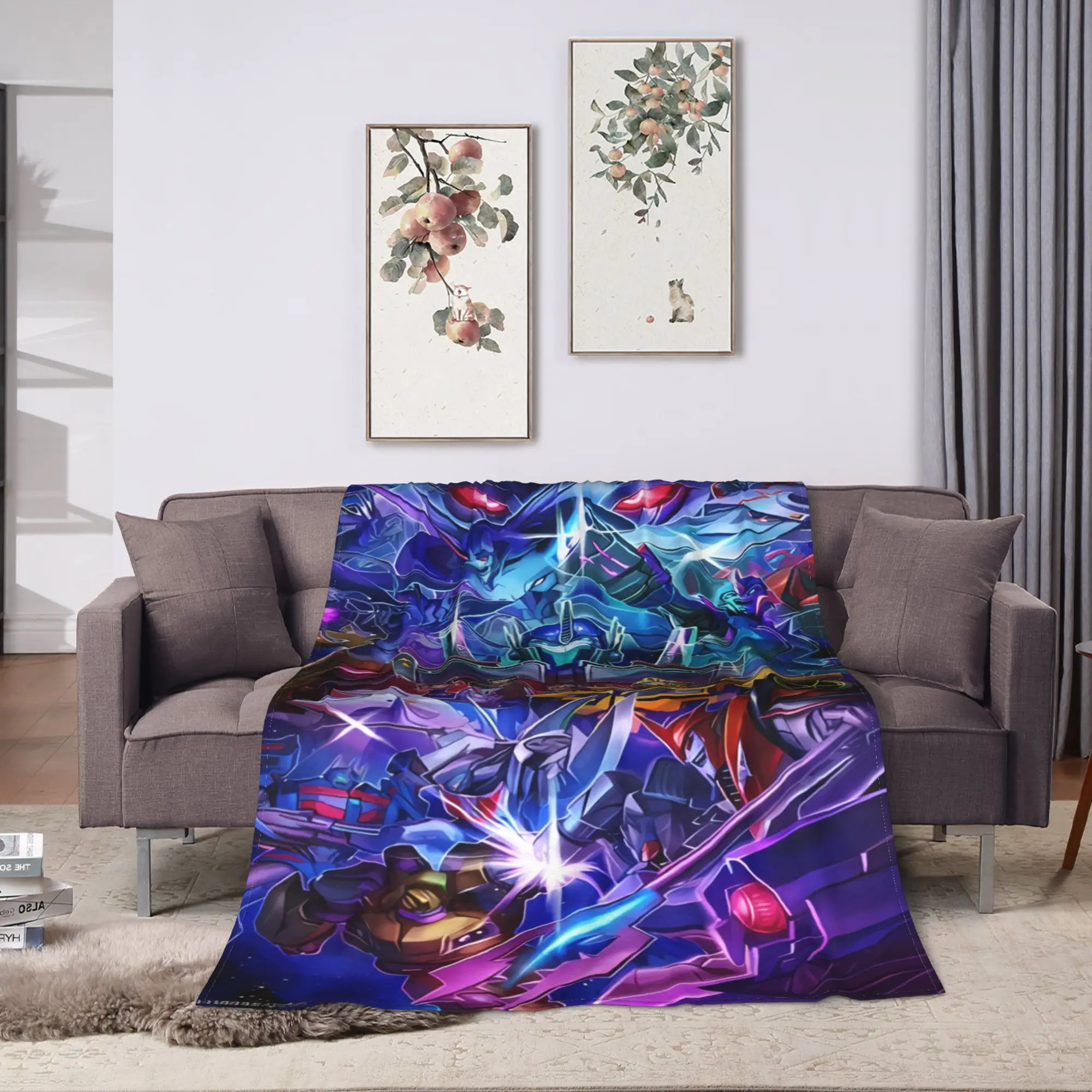 Transformered Cartoon Blanket  Warm Soft Funny Plush Throw Blanket For Couch Bed Airplane Travel Flannel Bedspread Bed Cover