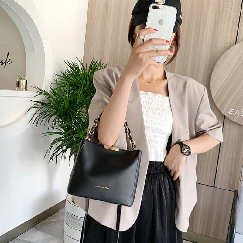 Women's Leather Fashion Senior Small Fresh Chain Bucket Bag Shoulder Crossbody Handbag Tote Bags for Women Bolsos Para Mujer