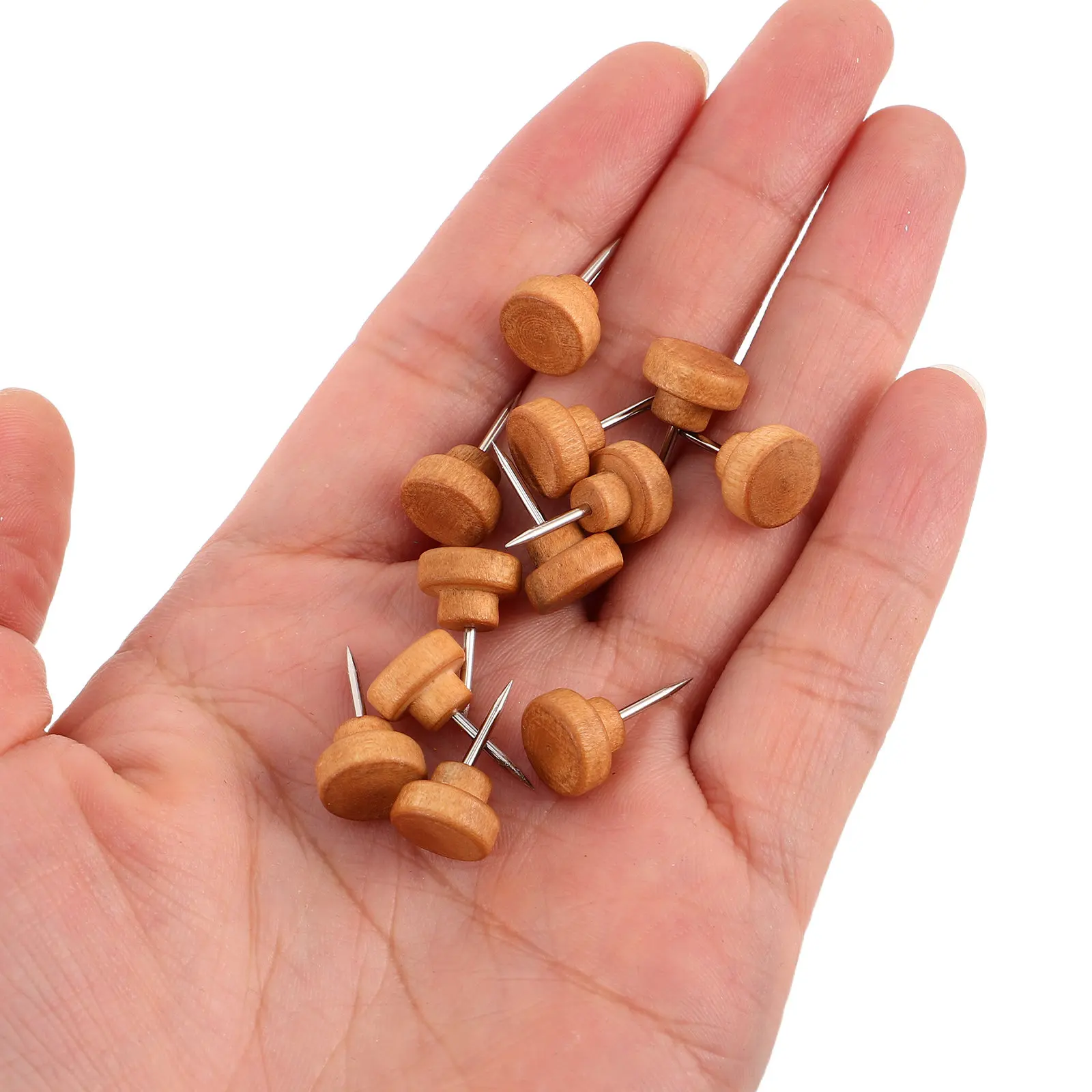 

150Pcs Wooden Thumbtacks Decorative Push Pins Flat Head Map Tacks for Cork Board Bulletin Photo Wall Office Classroom