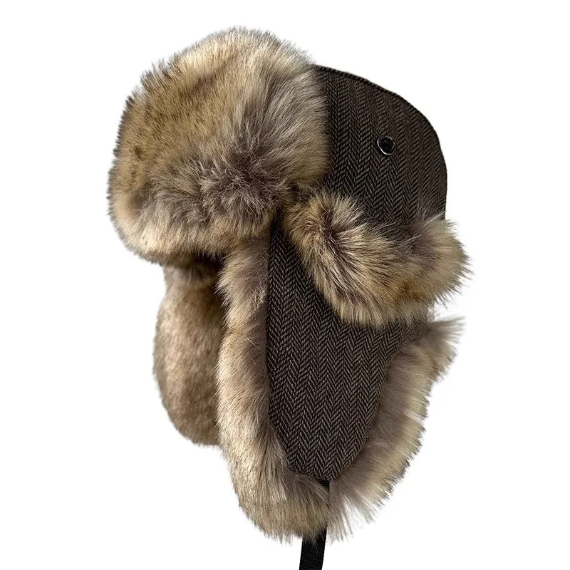 Winter Unisex Trapper Hat for Couple Warm Thick Ear Flap Windproof Furry Cap