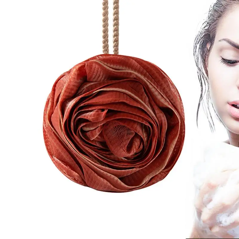 ลูกอาบน้ําฟองน้ําอเนกประสงค์ Rose Bath ฟองน้ําน่ารักลูกอาบน้ํา Lanyard อุปกรณ์อาบน้ําแบบพกพาสําหรับ Home Apartment ห้องน้ํา