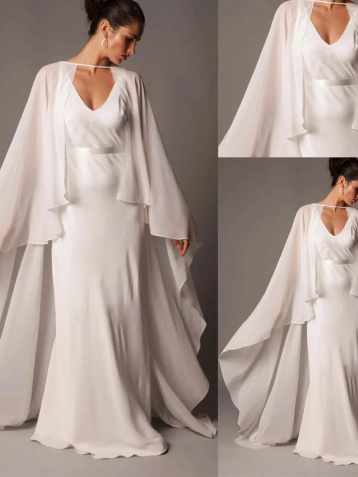 

Loose Simple Ultra Drifting New Style Chiffon Shawl Stage Performance Fashion round Neck Pure White Popular Internet Clothing