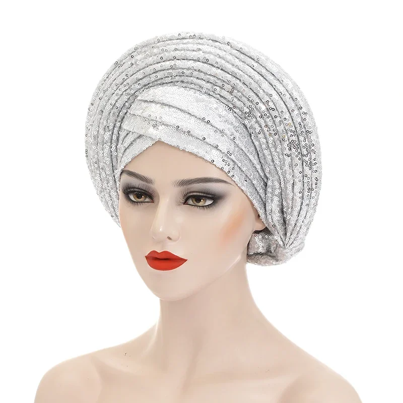 Headtie Africano para Mulheres, Chapelaria, Envoltórios de Cabeça Turbante, Pronto para Vestir, Auto Gele, Já Feito, Nigéria Wedding Geles, Muçulmano