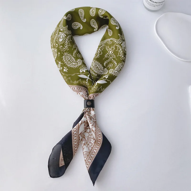 Paisley Print Silk Square Scarf Women Luxury Design 70*70cm Soft Satin Hairband Neckerchief Office Hijab Headband Foulard Gift image 2