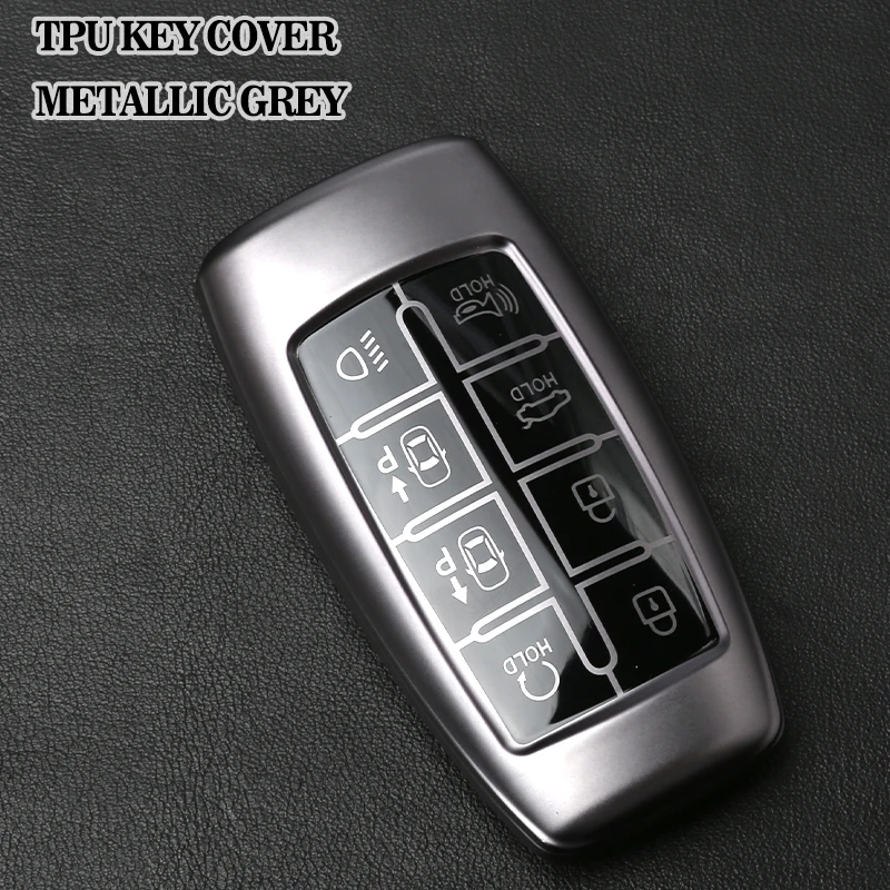 for Genesis Key Fob Cover with Keychain Soft TPU Car Key Case for Hyundai Genesis GV80 GV90 G70 G80 G90 GV70 8 Buttons Smart Key