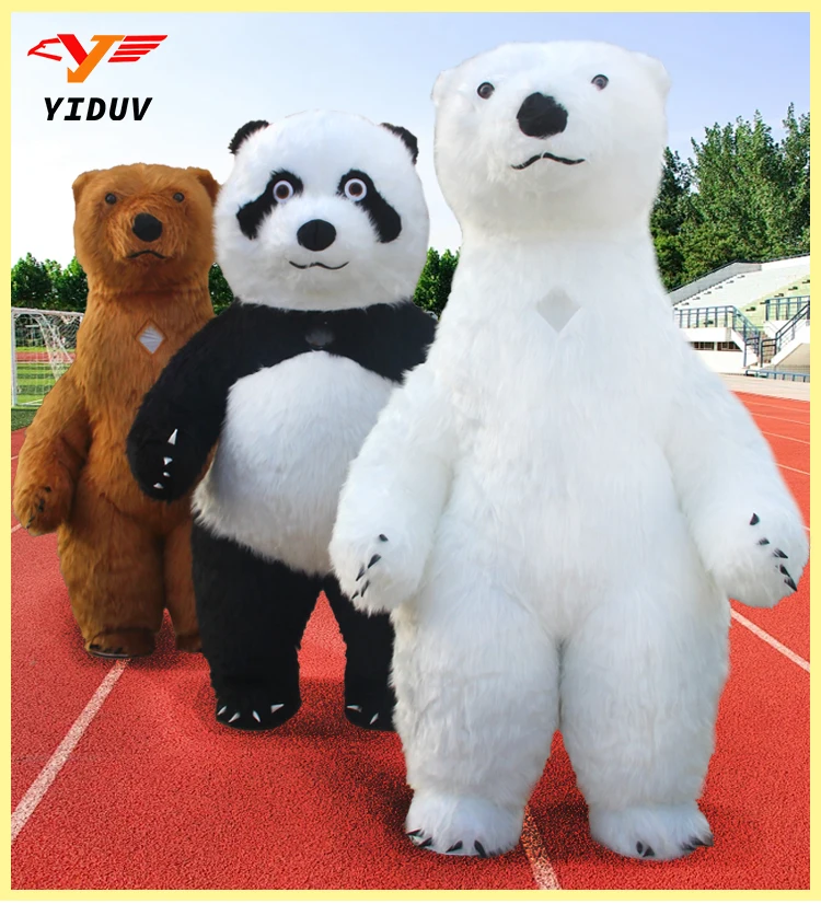 2M/2,6M/3M aufblasbares Eisbär-Panda-Kostüm für Weihnachten, Halloween, Erwachsene, Fursuit, lustiges Maskottchen-Kostüm, Tier-Teddy-Cosplay