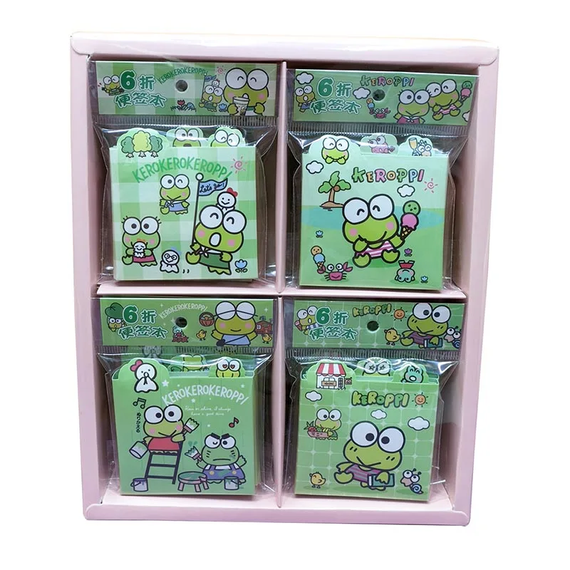 sanrio keroppi sticky notes folding memo pad cute frog n times etiqueta de papelaria notepad post abastecimento escolar 12 pcs por lote 01