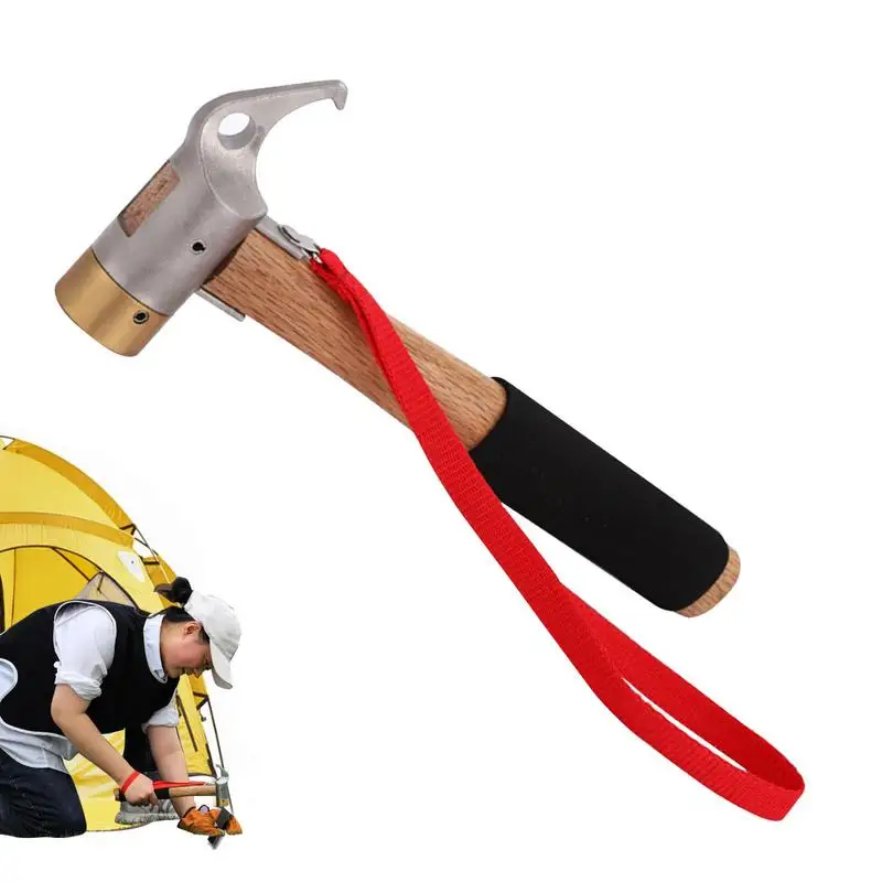 

Tent Stake Hammer Outdoor Hammer With Wood Handle Multifunctional Puller Shock Absorbing Hammer Handy Puller Hammers Tools For