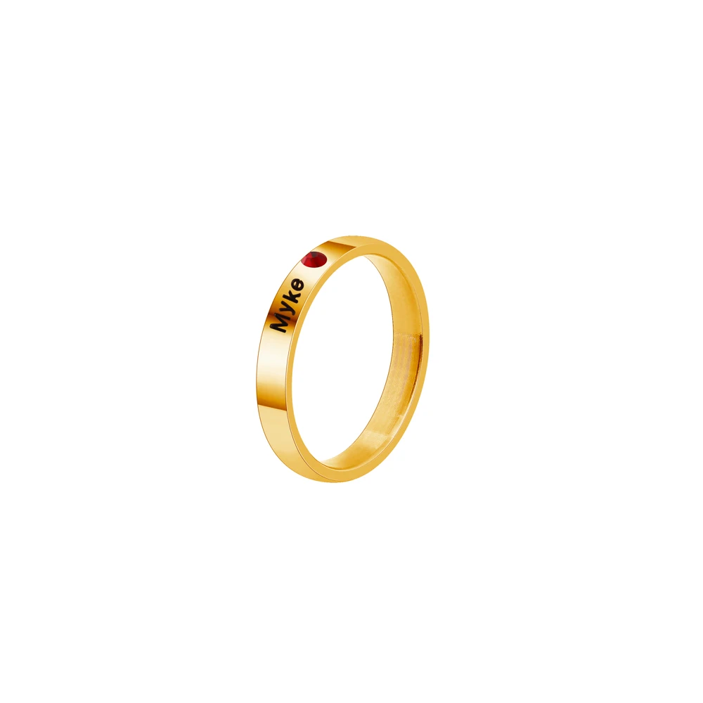 PolishedPlus Personalized Customized Name Ring With Birthstone Engraved Rings For Women Mother\'s Day Gifts