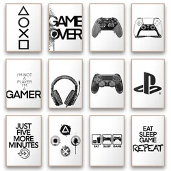 Minimalist Wind Black and Whilte Gaming Posters Canvas Painting and Prints Wall Art Nordic Modern for Kids Boys Gamer Room Decor