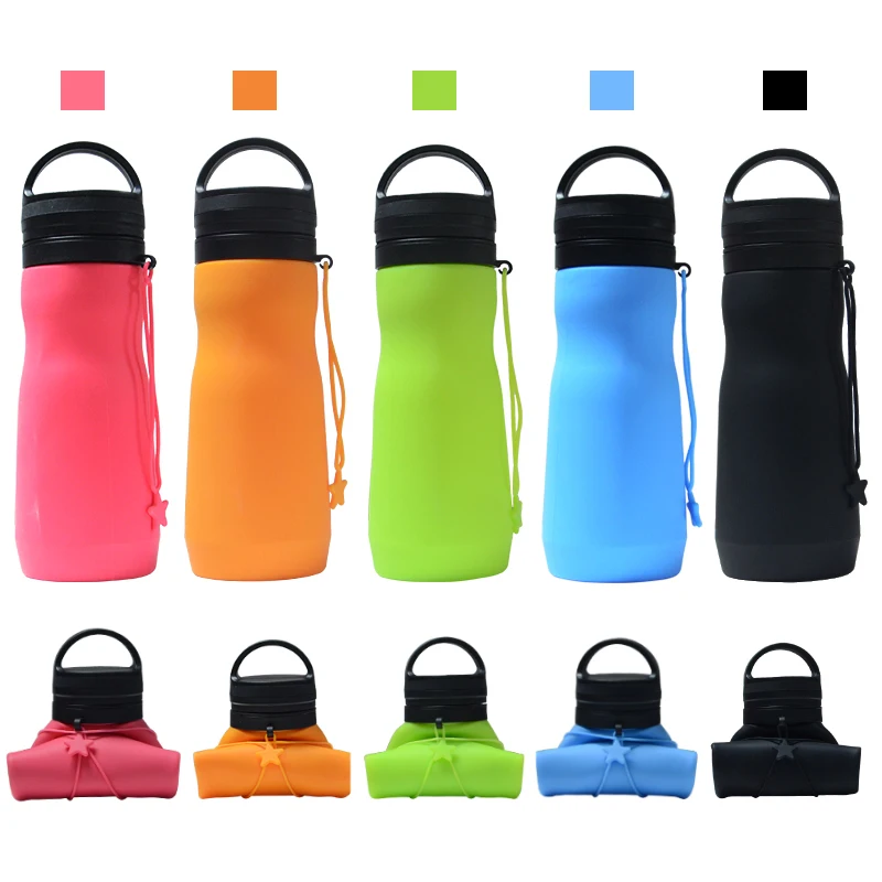 

750ML Collapsible Water Bottle, Reuseable BPA Free Silicone Foldable Bottles Portable Hiking Cup For Outdoor Mountaineering Tour