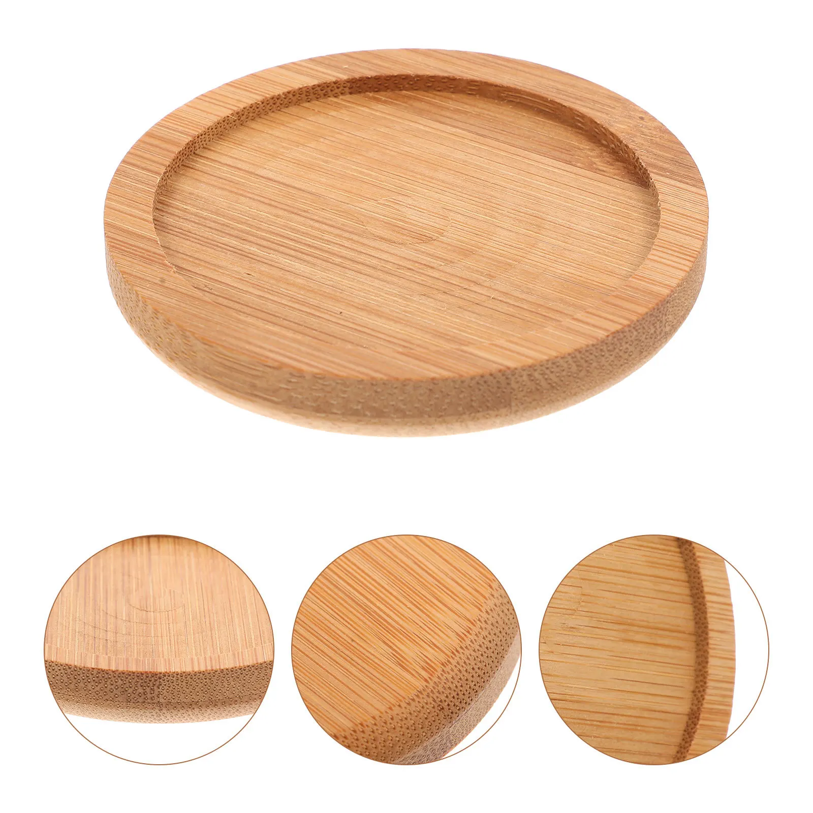 

6Pcs Bamboo Coasters Round Heat Insulation Cup Pads Coffee Mug Drink Cup Mats Non-Slip Protective Desktop Coasters