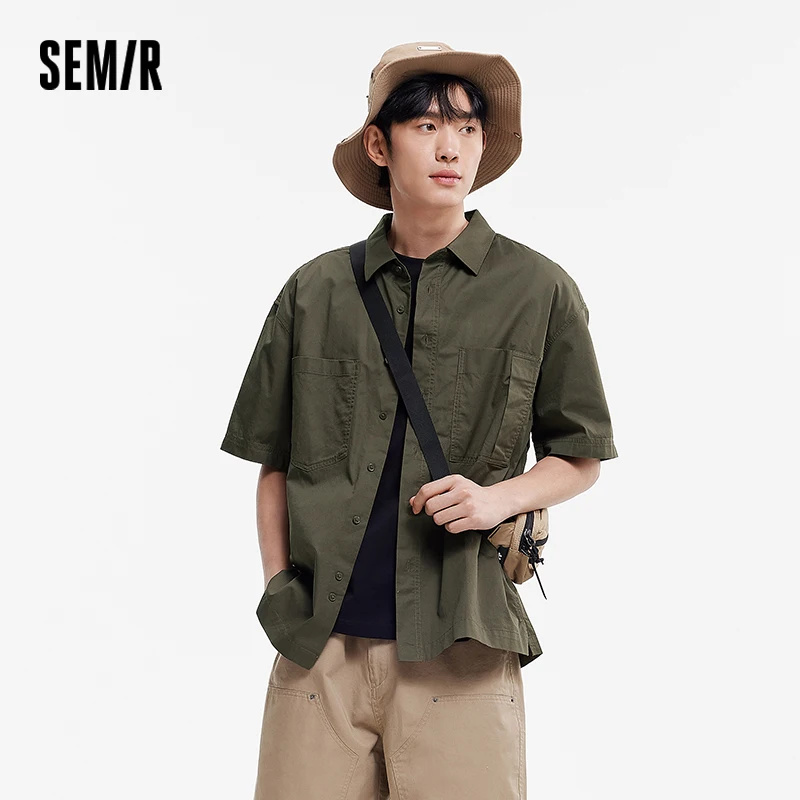 Semir Short Sleeve Shirt Men Outdoor Workwear Jacket Summer Cotton Solid Color Fashionable Versatile Shirt