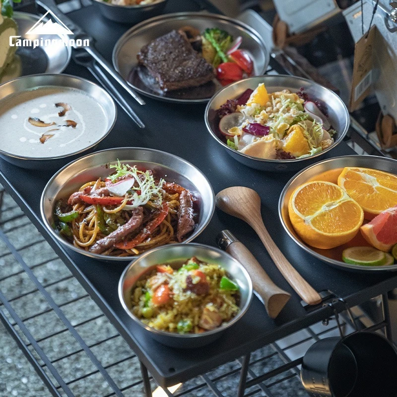 

Портативная походная миска CAMPINGMOON S395-13-4P из нержавеющей стали 304 с четырьмя мисками для риса для кемпинга, походов и альпинизма