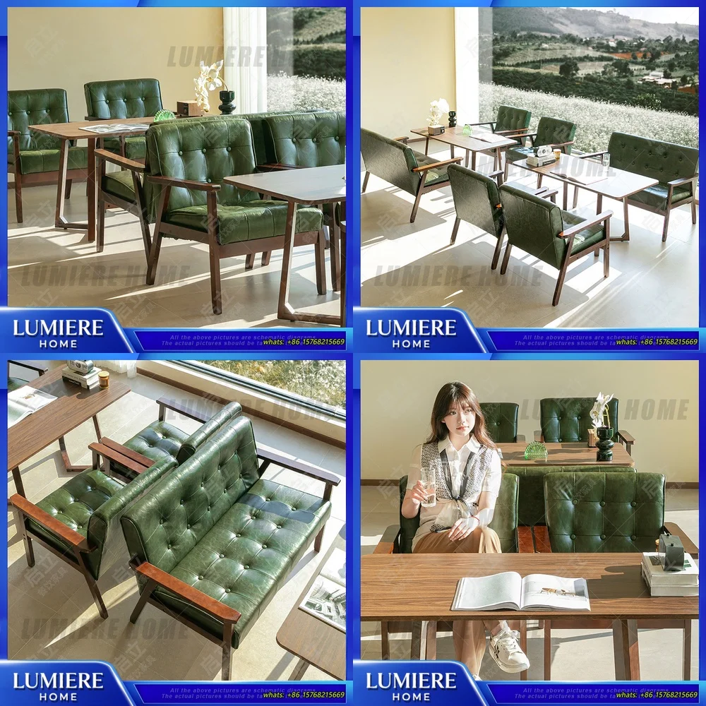 Coffee Shop Bar Stool Set Commercial Cafe Lounge Chair for Pub Cigar Room Office Use Two Seat Booth Furniture Modern Design