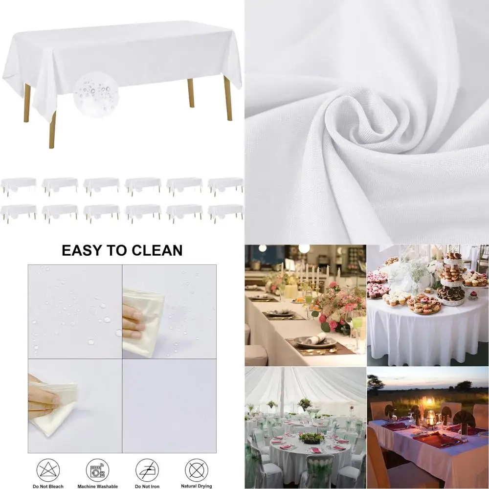 Waterproof 60x120 Rectangle Tablecloth, Stain & Wrinkle Resistant, Polyester for Kitchen, Dining, Weddings & Parties - White