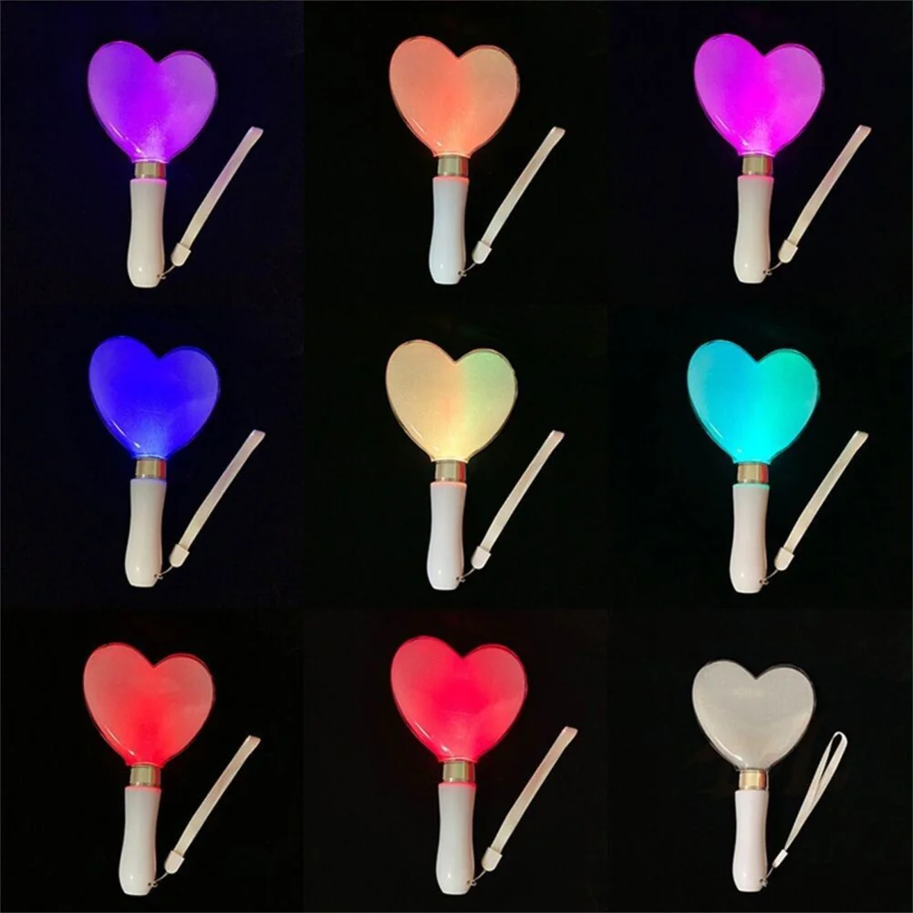 Heart Shaped Light Stick With Lanyard 15 Colors Change Party Flash Fluorescent Toys Party Supplies For Concert Atmosphere