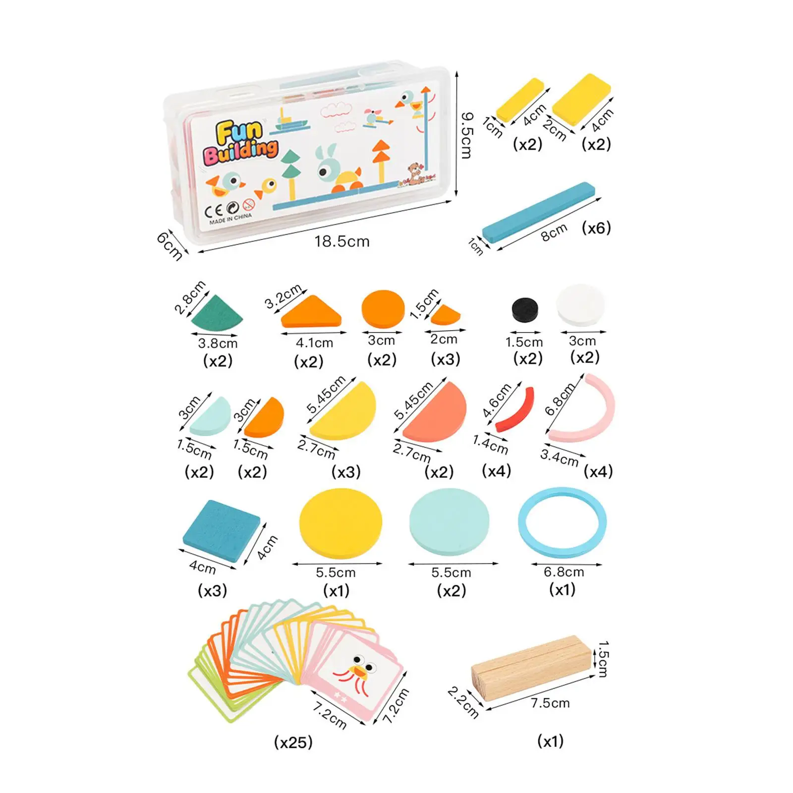 Wooden Pattern Blocks Wood Jigsaws Portable Development Board Game Color Sorting Stacking Game for Preschool Party Travel