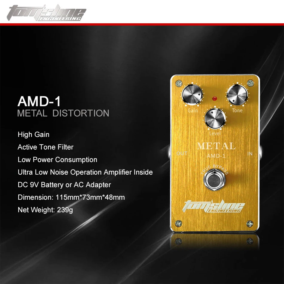 

Aroma AMD-1 Tom'sline Electric Guitar Effect Pedal Metal Distortion Effect Aluminum Alloy True Bypass Guitar Accessory