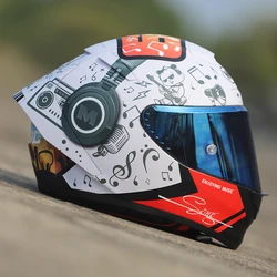 MKAN Full Face Motorcycle helmet MUSIC GUEVARA PANDA Riding Motocross Racing Motobike Helmet Casco De Motocicleta