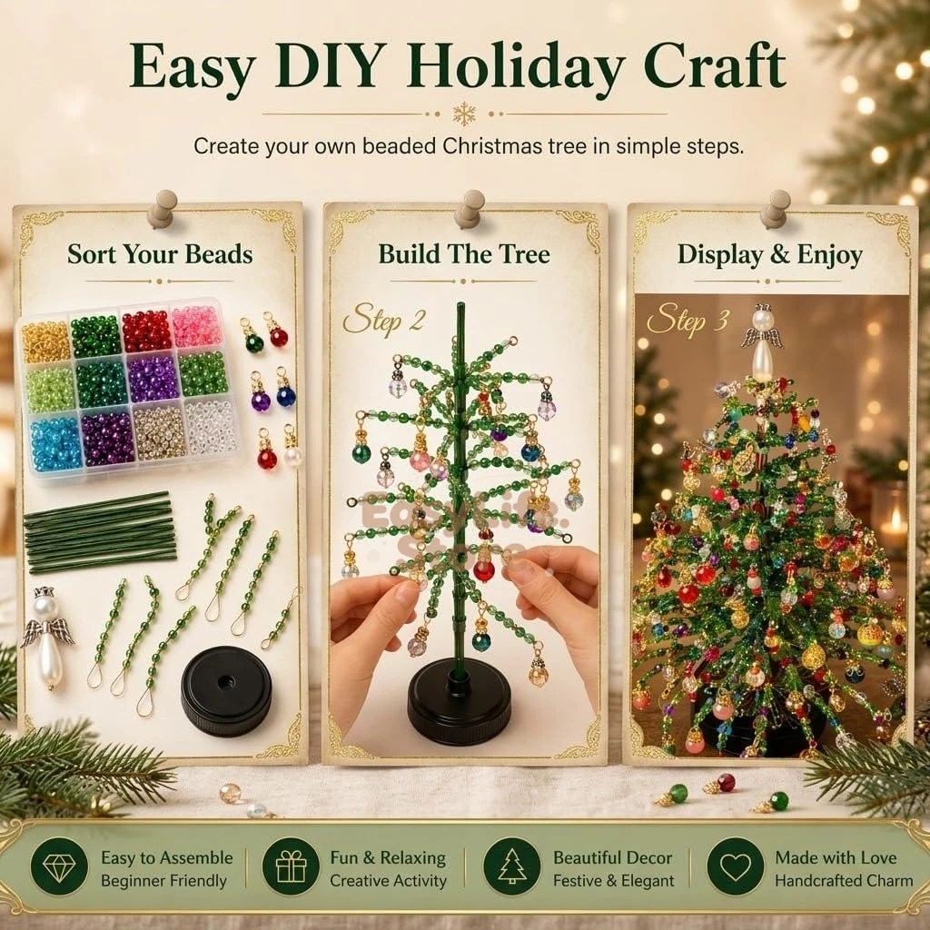 DIY Beaded Christmas Tree Kit - Home Decor Xmas 评论和价格