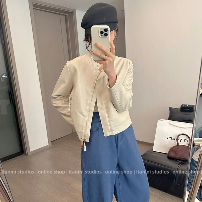 

Women'S Short Oversize Jackets Handsome Autumn Winter Looks Fabric Waist-Cinching Baggy Holiday Suede-Effect Slim-Fitting Y2K