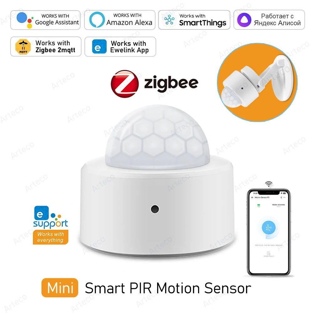 חיישן תנועה חכם Zigbee 3.0 עם חיישן אינפרא אדום לגוף האדם, מערכת אזעקה ואבטחה עובדת עם EWelink Home Assistant
