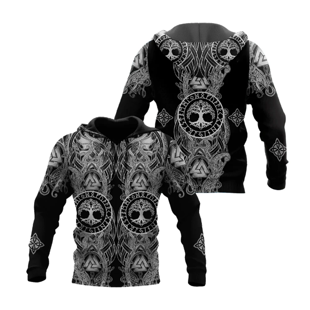 Fashionable men\'s pullovers, trendy men\'s Viking tattoo symbols, 3D printed men\'s new Harajuku hoodies, vintage men\'s pullovers