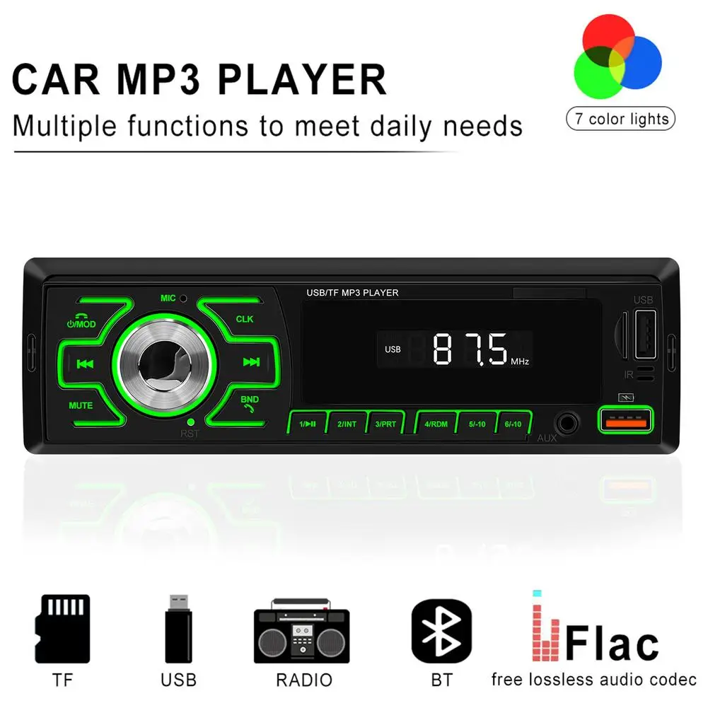 

D3100 Car Radio Single DIN Car Stereo Audio Systems MP3 Player With Handsfree Calling/FM/USB Charge/TF/AUX/EQ Universal Player