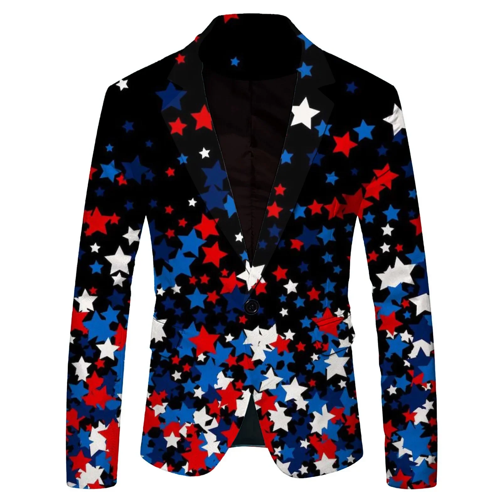 Men'S Independence Day Digital Print  Personality Casual Vintage Long Sleeved Suit Jacket Fashion Men'S Long Sleeve 25201586