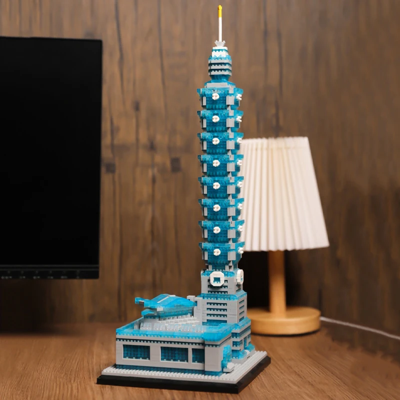 YZ 072 World Architecture Taipei 101 Financial Center Tower Mall DIY Mini Diamond Blocks Bricks Building Toy For Children No Box