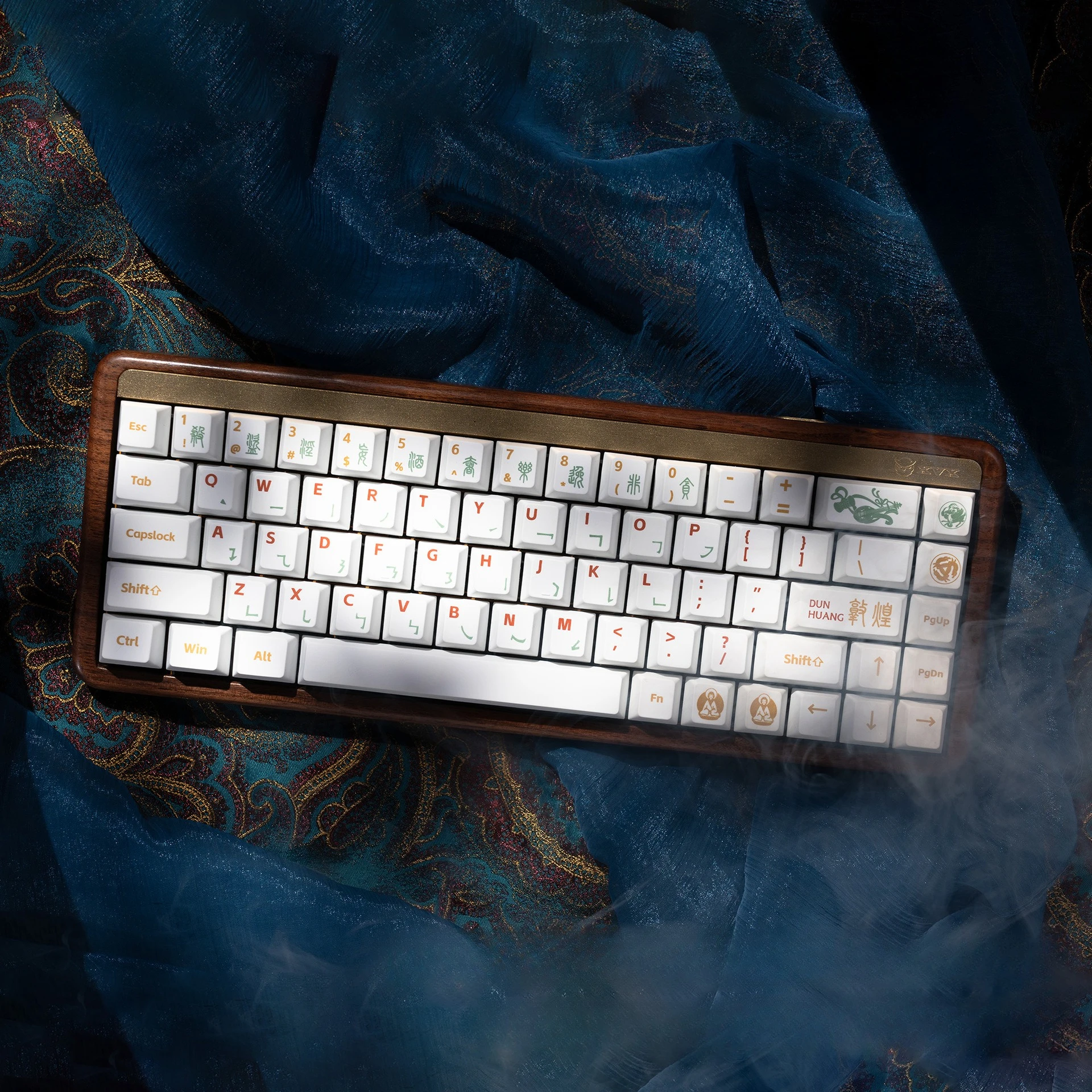 dunhuang-212-key-pbt-pc-full-set-of-hot-sublimation-gilt-characters-customized-magnetic-axis-mechanical-keyboard-keycaps