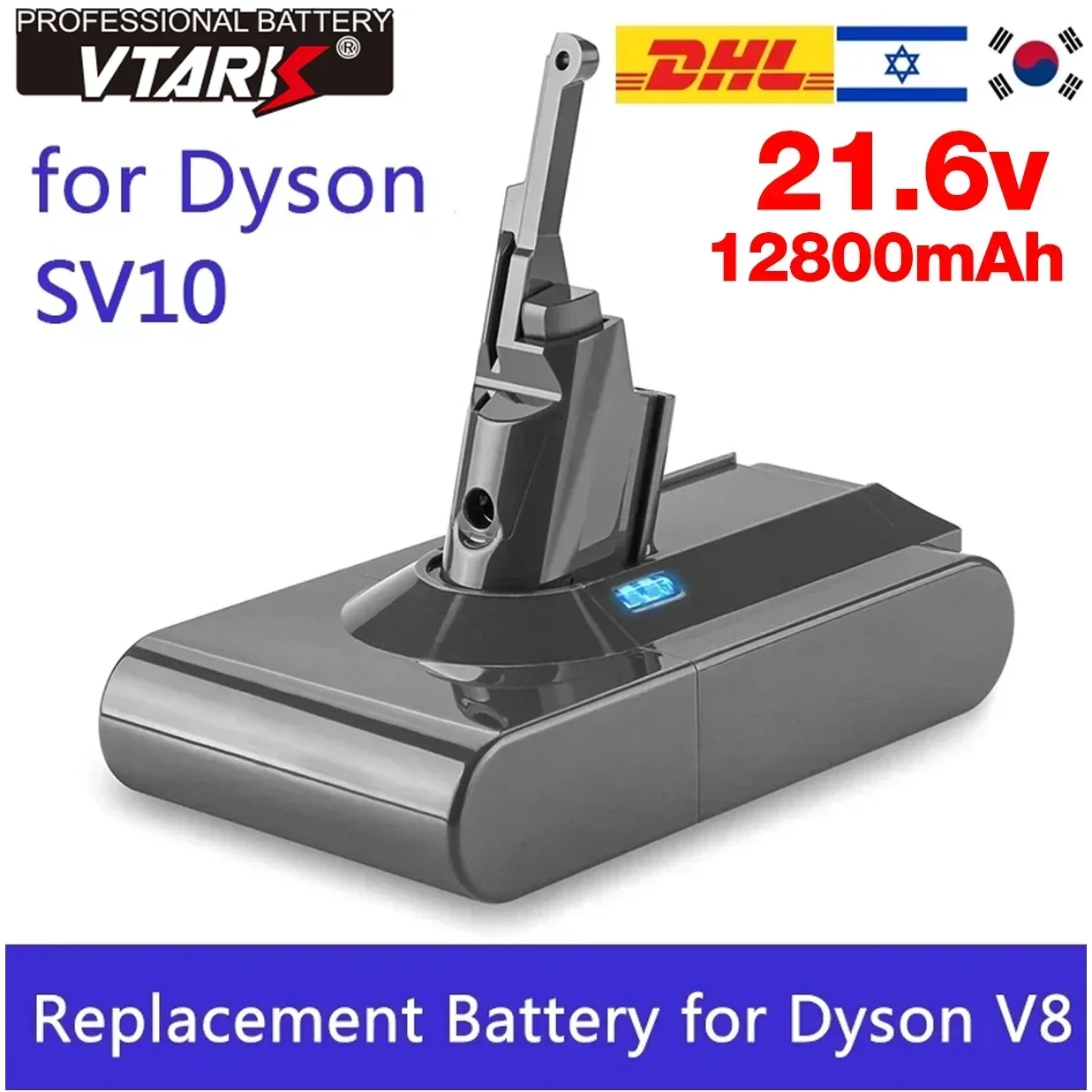 

For Dyson V8 21.6V 12800Ah Battery replacement Absolute V8 Animal Li-ion SV10 Vacuum Cleaner series Rechargeable batteries