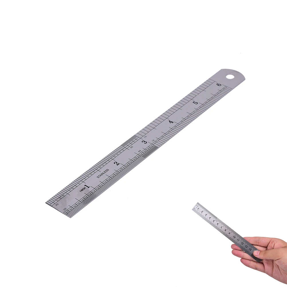 Simple Ruler 15cm Steel Ruler Office Stationery Metric Rule Precision Metal