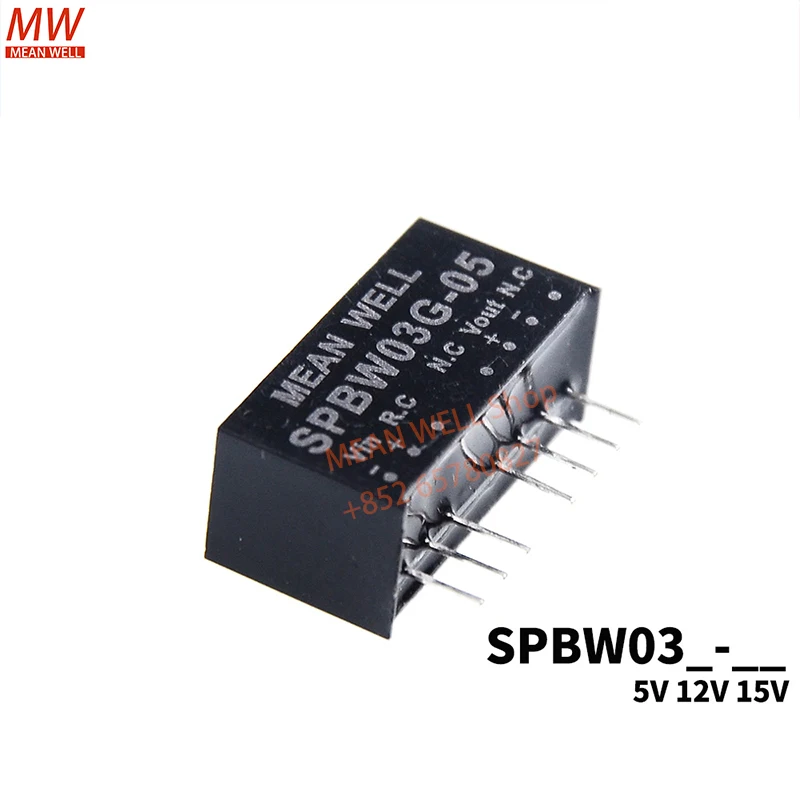 MEAN WELL Switching Power Module 3W SIP Package DC-DC Regulated Converter SPBW03F-05 SPBW03G-05 SPBW03G-12 SPBW03F-15 SPBW03G-15