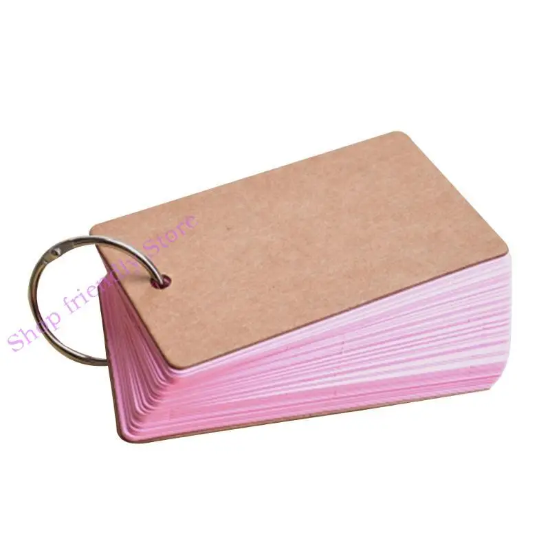 

594A Pack of 50 Sheets DIY Bookmarks Small Memo Paper DIY Study Cards with Iron Ring