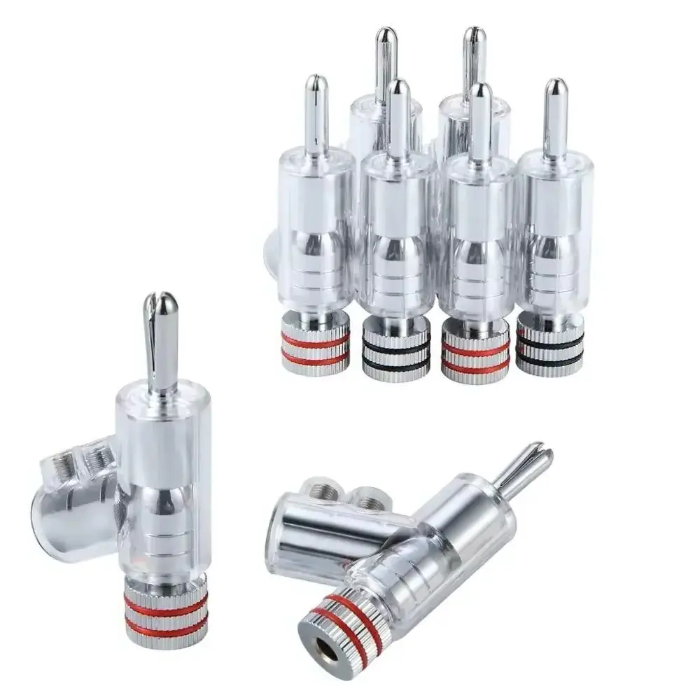 

4/8pcs Rhodium-Plated Banana Lock Plugs 45degree rca plug for HiFi Speaker Cables Gold Audio Connectors with Secure Screw Fit