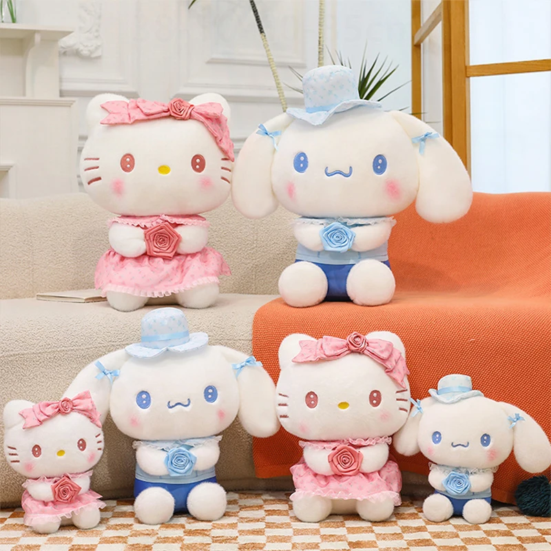 

New Sanrio Kawaii Rose Hello Kitty Plush Toy Cinnamoroll Stuffed Doll Hello Kitty Cinnamoroll Birthday Christmas Gift for Kids