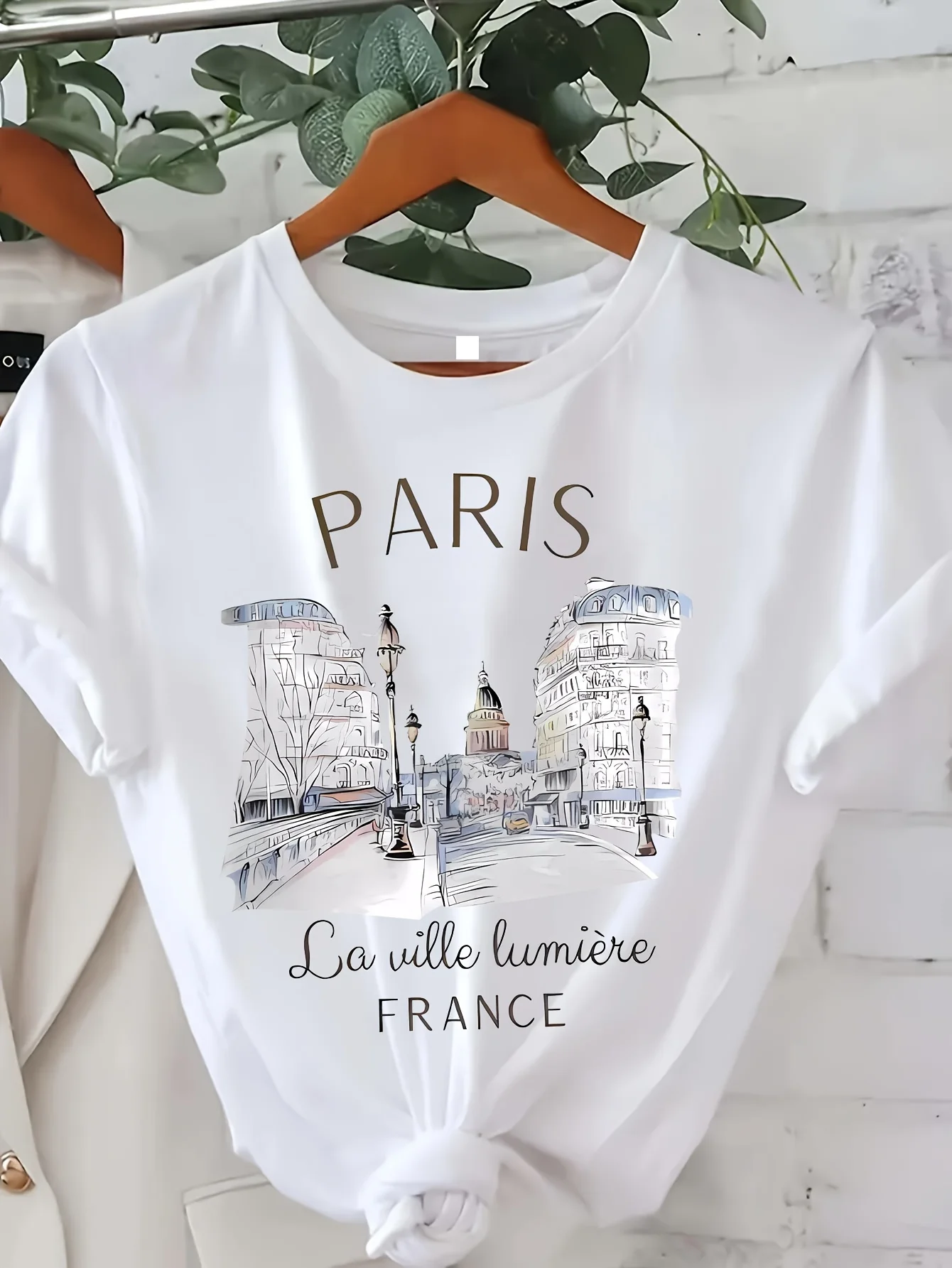 T-shirt da donna con stampa Paris T-shirt da ragazza a maniche corte girocollo Top casual per l\'estate e la primavera, abbigliamento da donna