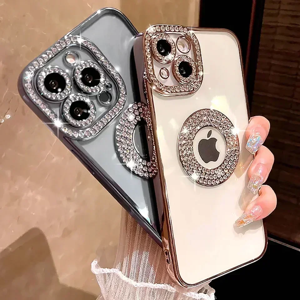 Luxury Diamond Glitter Woman Case For iPhone 15 14 12 11 13 Pro Max Plus Clear Cute Back Cover For 14 15 Plus Phone Accessories