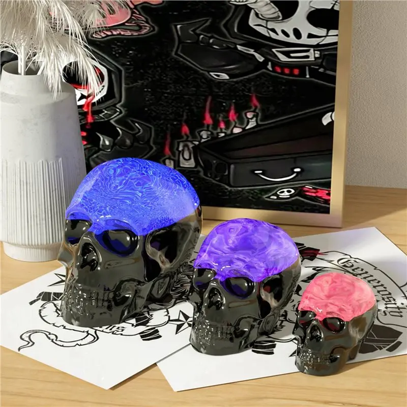 【CHRISTMAS 】Skull Resin Mold,6Pcs 3D Skull Silicone Mold For Resin Skull Candle Mold Handmade Candle Making Mould DIY Craft Mold