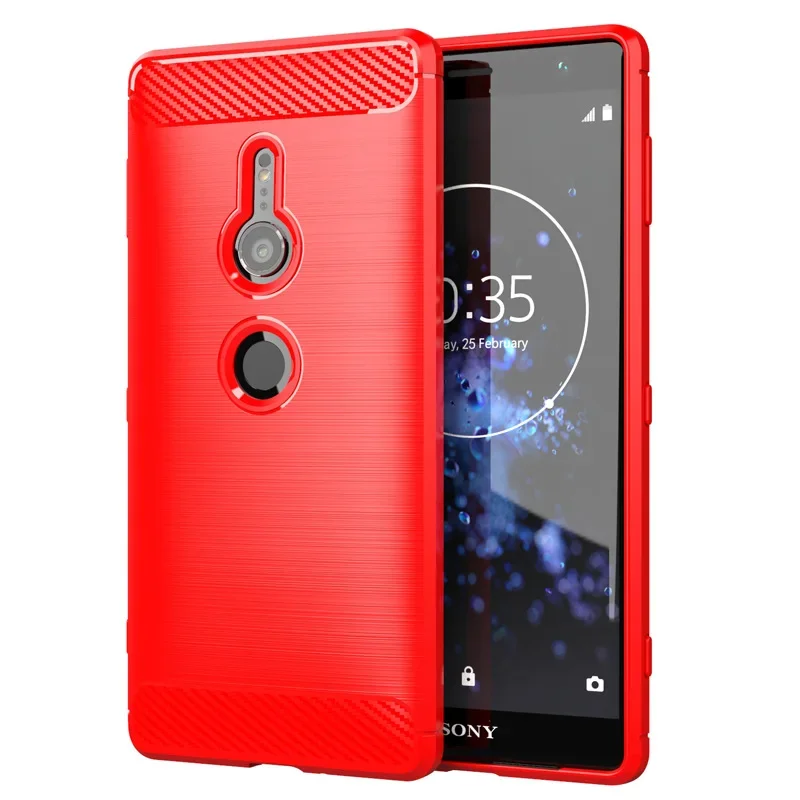 Carbon Fiber Cover Case For Sony Xperia XZ2 Premium Solid Color Rugged Shockproof Protect Case For Xperia XZ2 Compact XZ2 Mini view 5